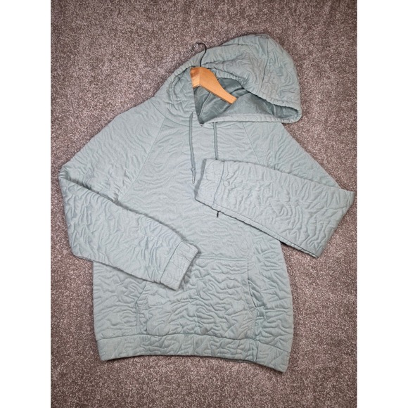 Nine West Tops - Nine West Sage Green Textured Quilted Pullover Hoodie Sweatshirt Womens Size M